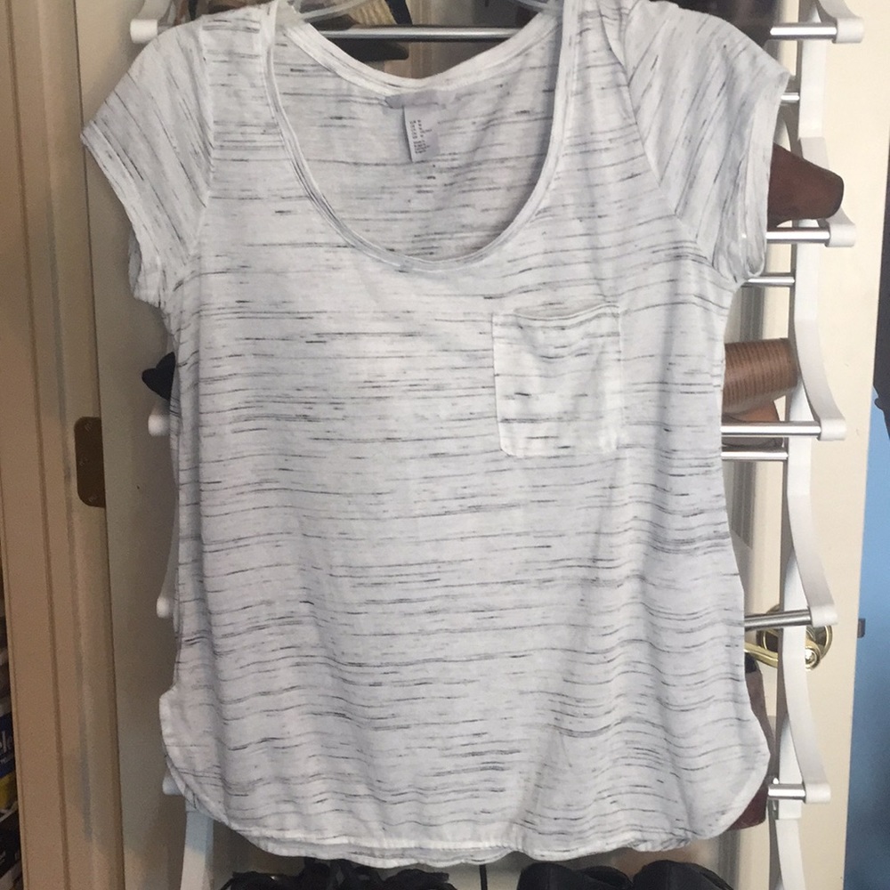 New H&M White stripped T Shirt